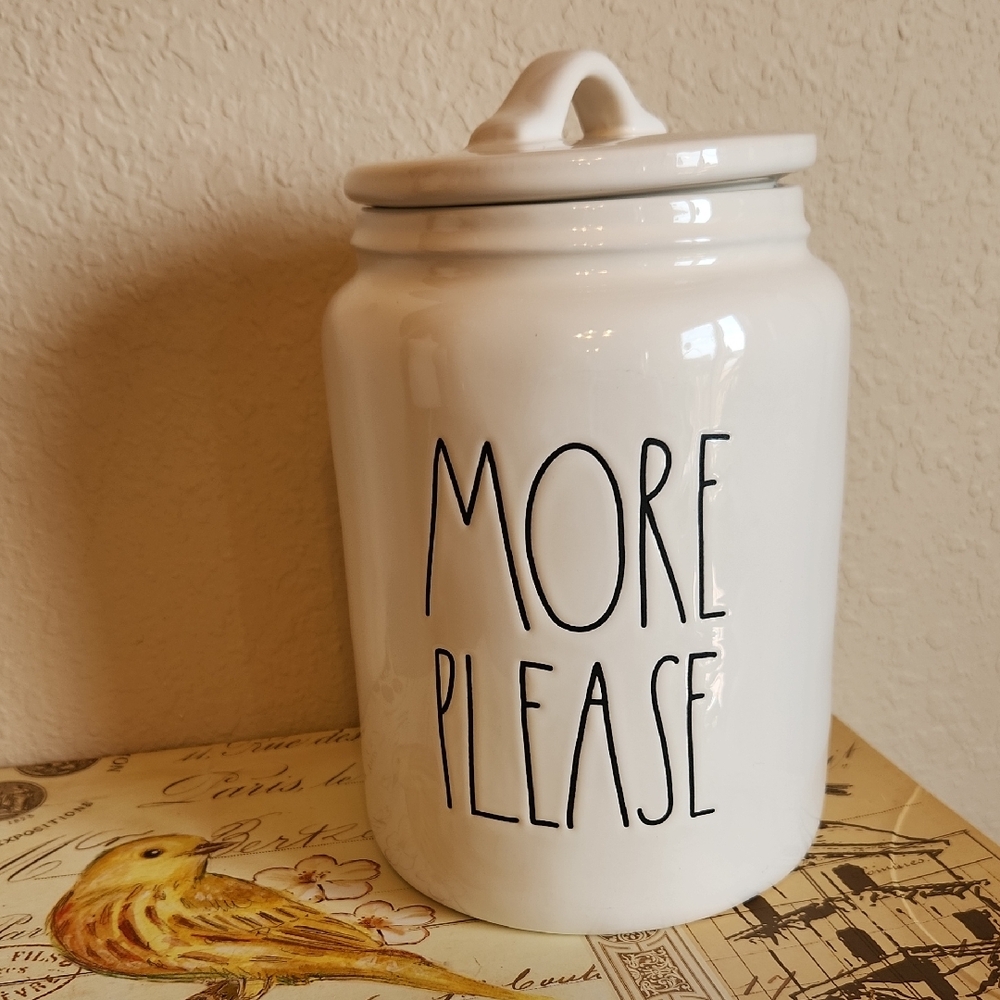 Rae Dunn White Ceramic Jar with Black Logo